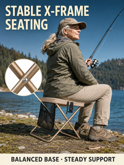 🔥 Outdoor Pick 🪑 12" Portable Folding Stool - Compact Collapsible Backpack Chair for Adults
