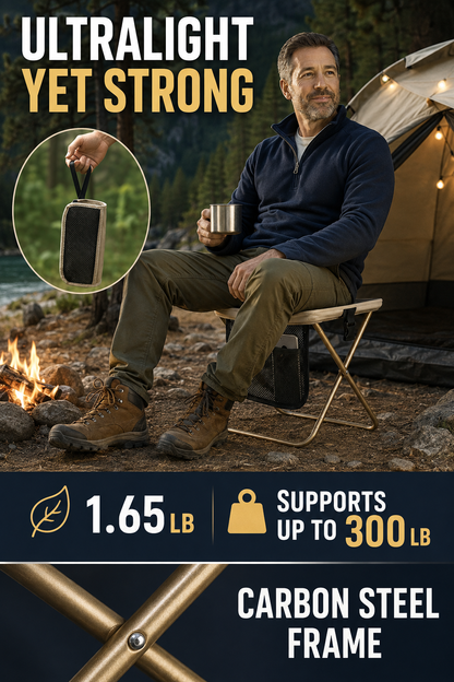 🔥 Outdoor Pick 🪑 12" Portable Folding Stool - Compact Collapsible Backpack Chair for Adults