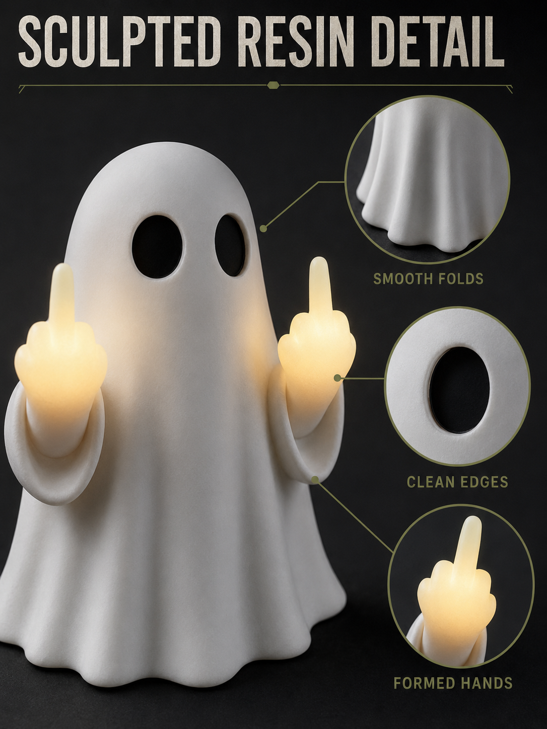 👻 Halloween Special 🎃 Cute Ghost LED Statue - Spooky Mood Light for Party & Home Decor