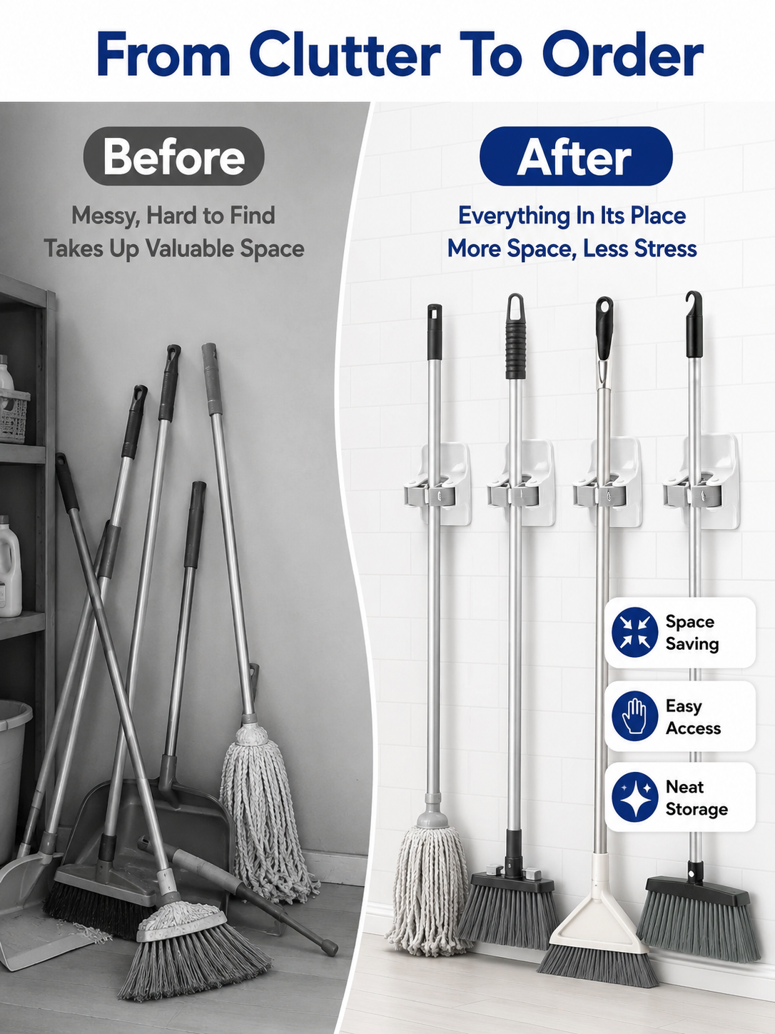 🧹 Home Storage Deal ✨ Wall-Mount Mop & Broom Hooks for Easy Organization 🏠