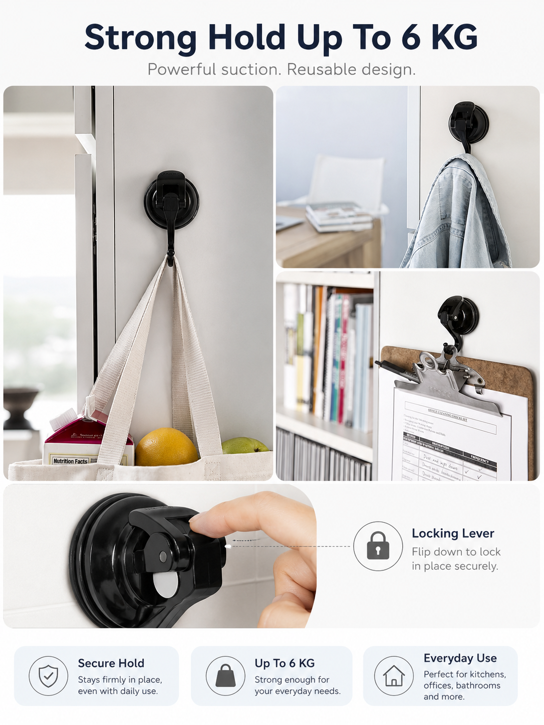 ✨ Space-Saving Deal 🏠 Suction Hooks for Easy Wall Storage & Organization