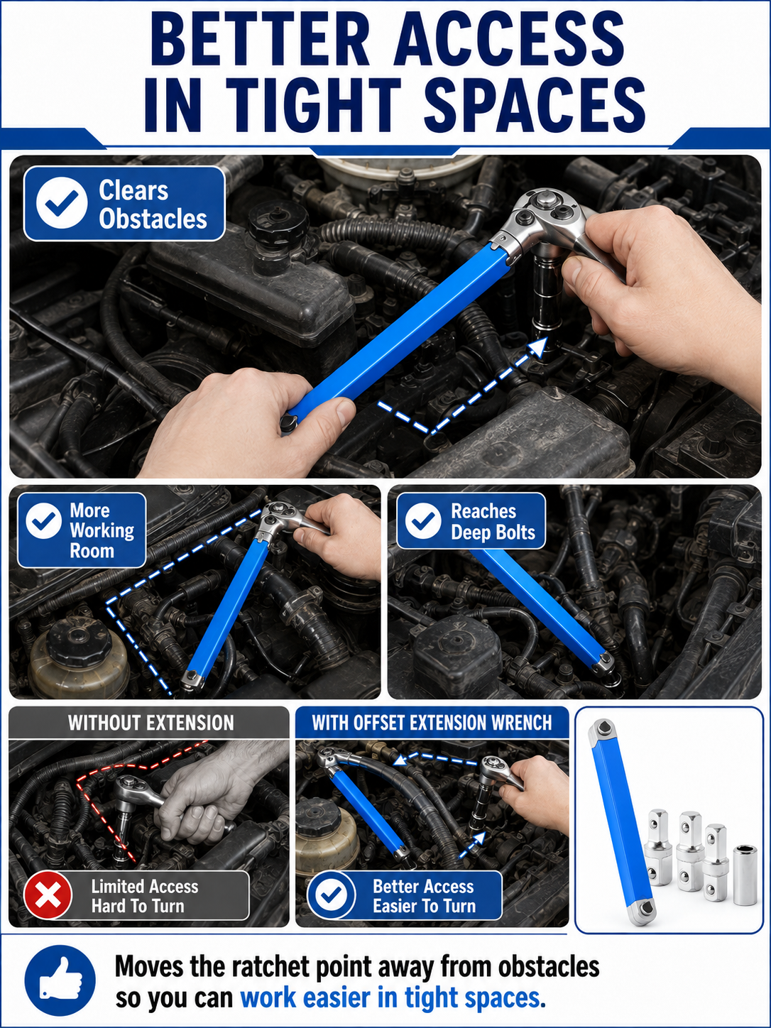 🔧 Tool Deal ⚡ Impact-Ready Offset Wrench Extender with Universal Drive Adapters for Tight Spaces 🛠️