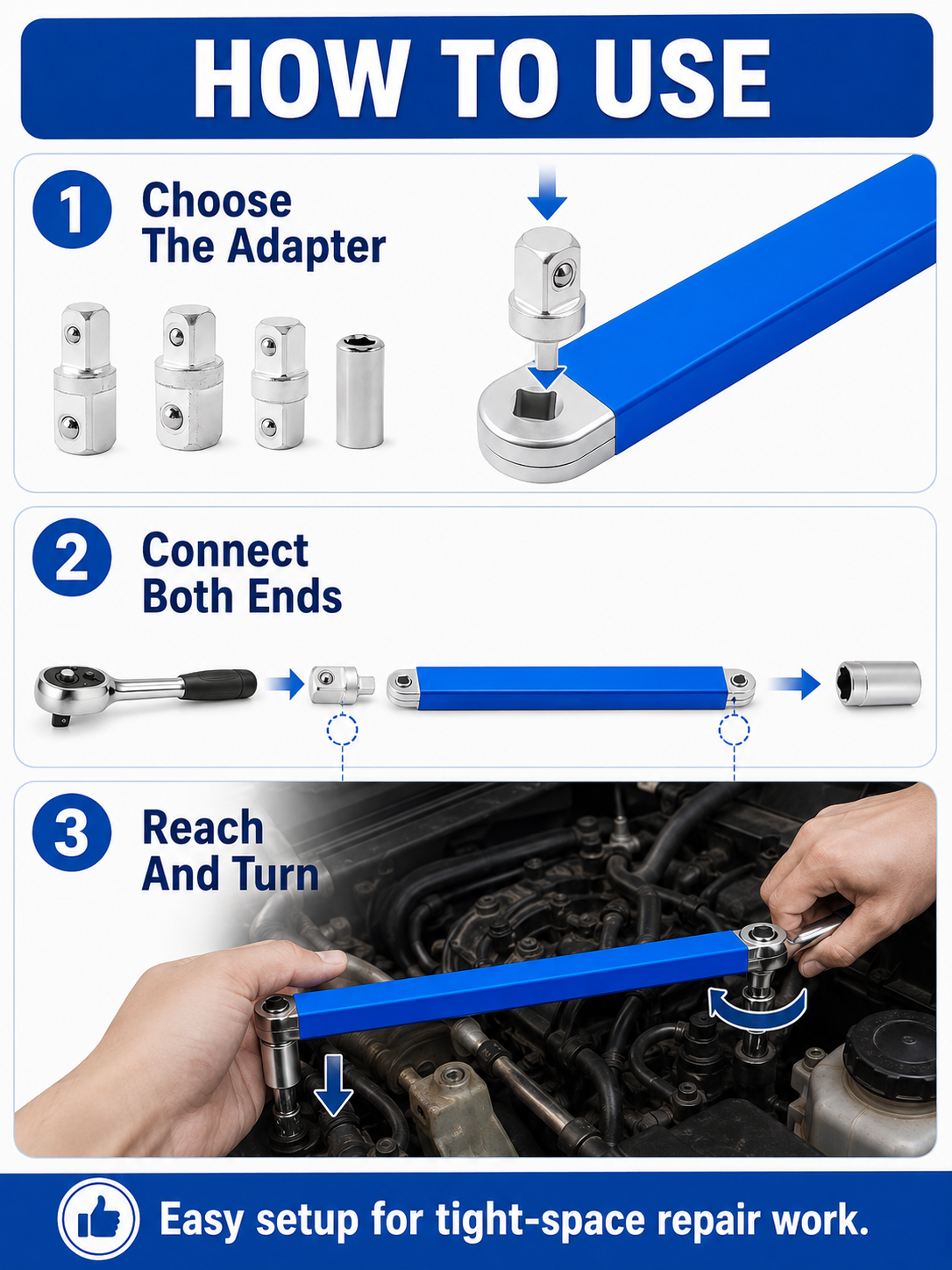 🔧 Tool Deal ⚡ Impact-Ready Offset Wrench Extender with Universal Drive Adapters for Tight Spaces 🛠️