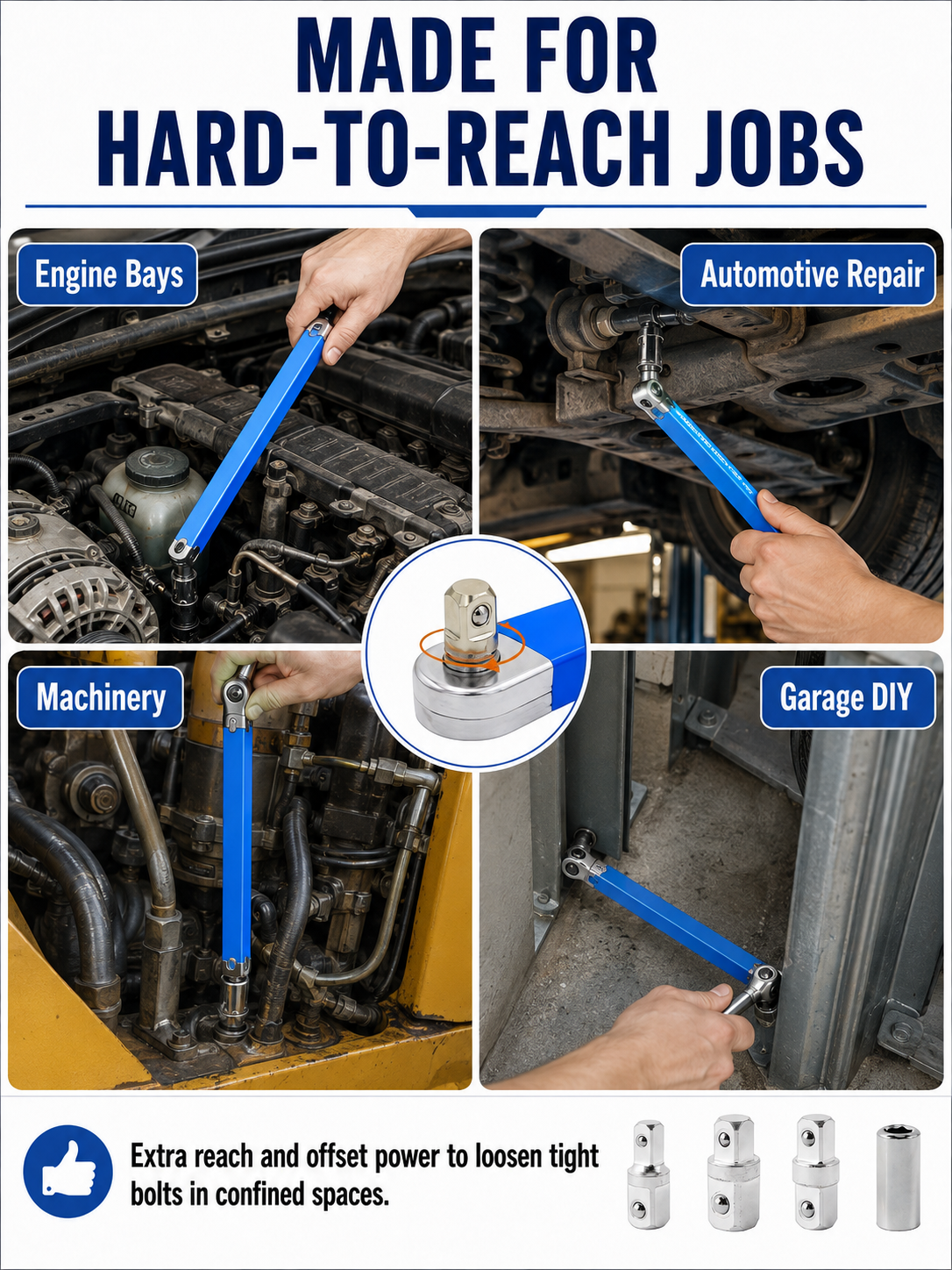 🔧 Tool Deal ⚡ Impact-Ready Offset Wrench Extender with Universal Drive Adapters for Tight Spaces 🛠️