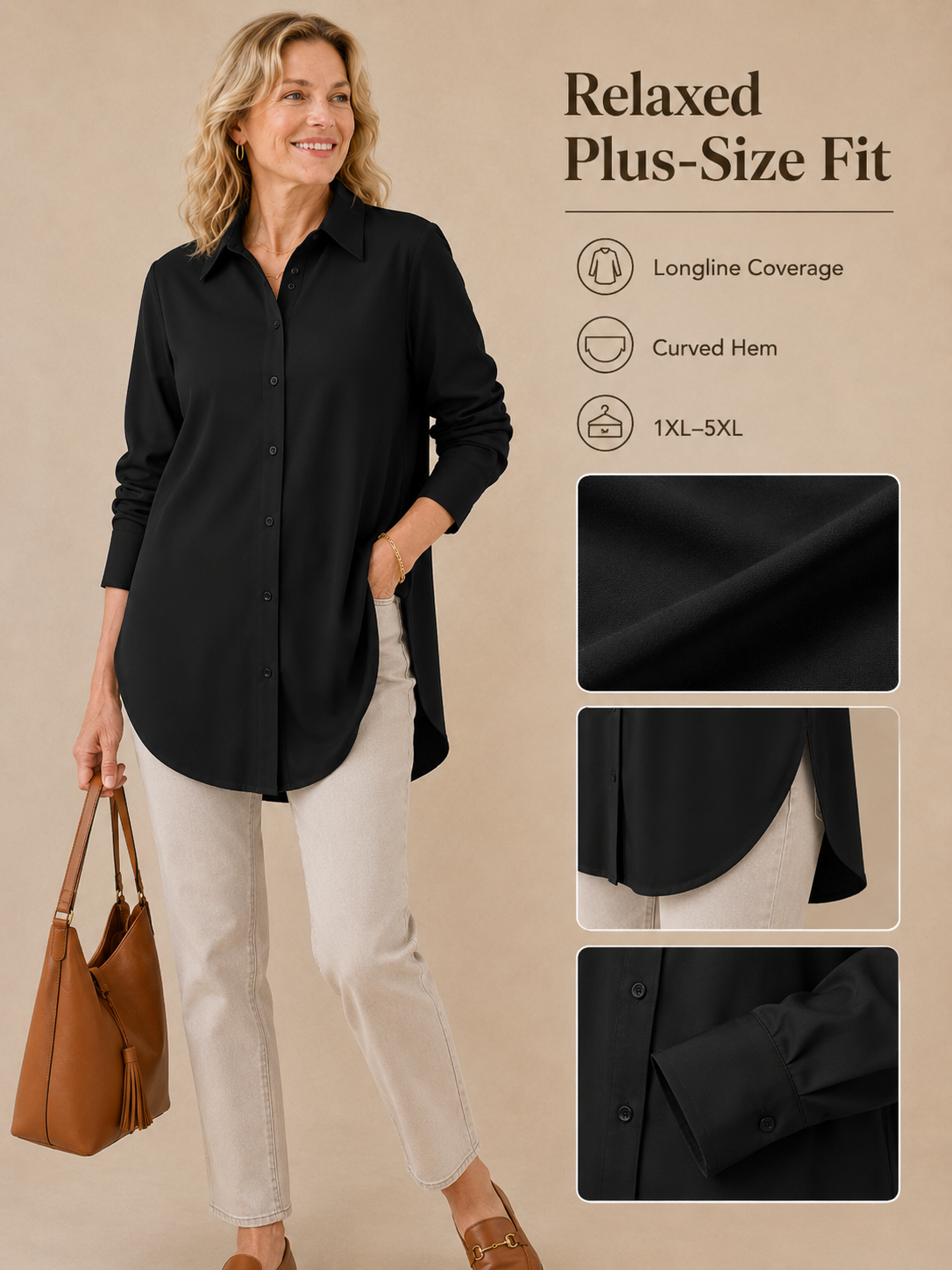 ✨ Fashion Favorite 👚 Elegant Long Sleeve Blouse with Fitted Silhouette for Effortless Spring & Fall Style 🍂