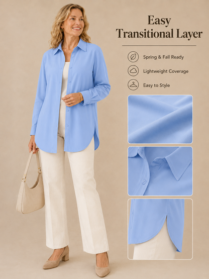 ✨ Fashion Favorite 👚 Elegant Long Sleeve Blouse with Fitted Silhouette for Effortless Spring & Fall Style 🍂