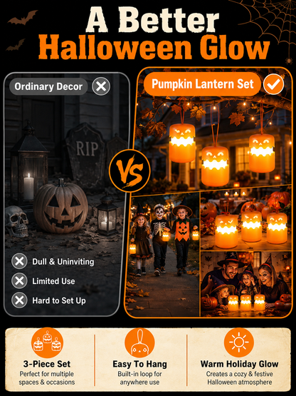 🎃 Halloween Special ✨ LED Pumpkin Lanterns with Dual-Color Glow for Parties & Decor 🏕️