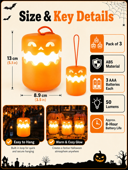 🎃 Halloween Special ✨ LED Pumpkin Lanterns with Dual-Color Glow for Parties & Decor 🏕️