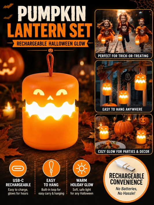🎃 Halloween Special ✨ LED Pumpkin Lanterns with Dual-Color Glow for Parties & Decor 🏕️