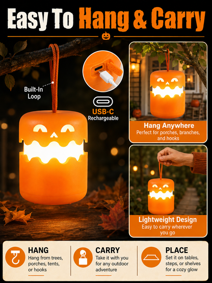 🎃 Halloween Special ✨ LED Pumpkin Lanterns with Dual-Color Glow for Parties & Decor 🏕️
