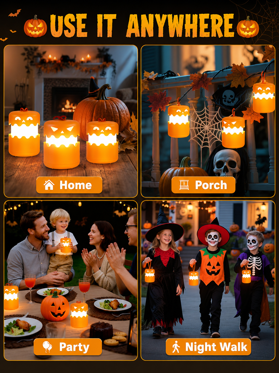 🎃 Halloween Special ✨ LED Pumpkin Lanterns with Dual-Color Glow for Parties & Decor 🏕️