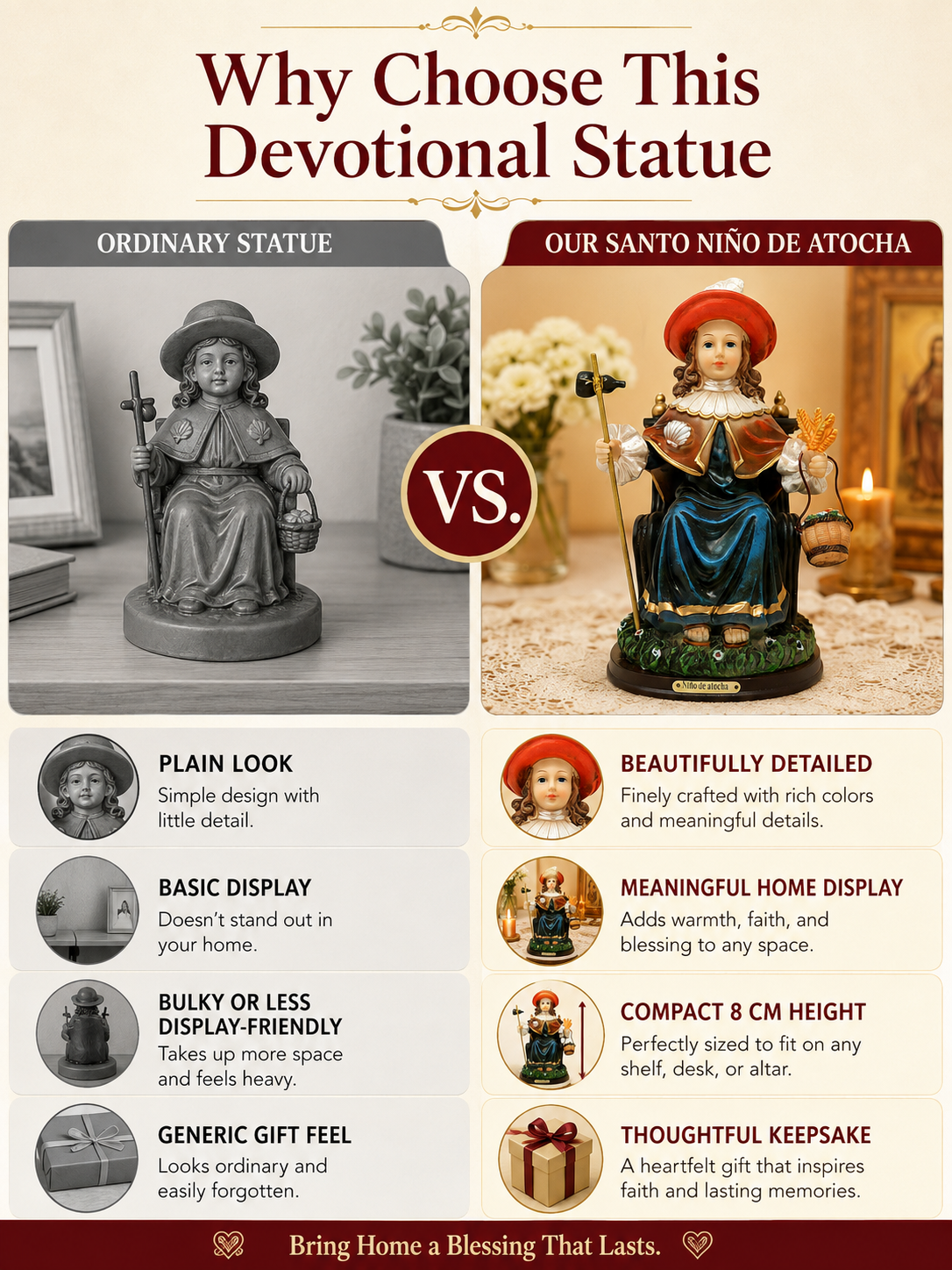 🙏 Spiritual Decor ✨ Santo Niño de Atocha Holy Child Figurine for Home & Prayer Spaces 🕊️