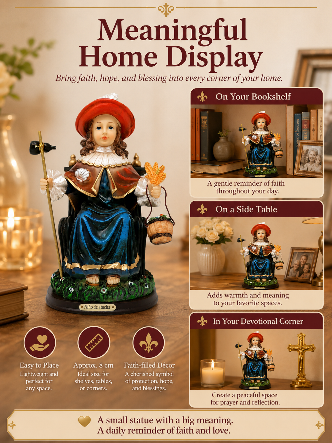 🙏 Spiritual Decor ✨ Santo Niño de Atocha Holy Child Figurine for Home & Prayer Spaces 🕊️