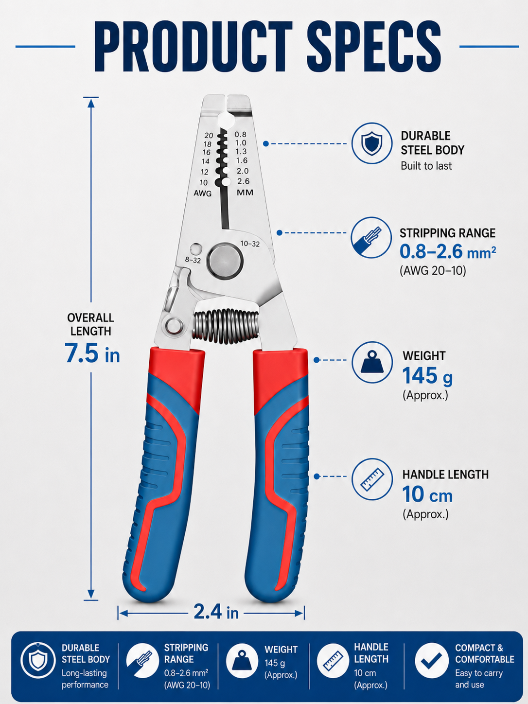 🔧 Tool Upgrade ⚡ Heavy-Duty Wire Stripper with Self-Opening Design & Shear Cutter for Electrical Work 🛠️