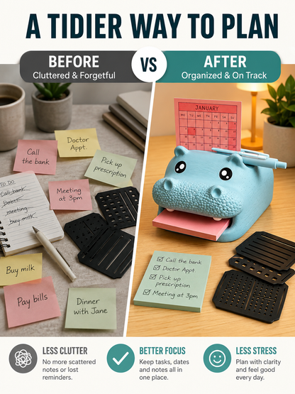 🐮 Desk Decor Deal ✨ Cute Highland Cow Sticky Note Holder with Pen & Photo Organizer 📝