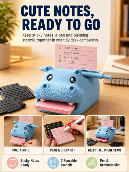 🐮 Desk Decor Deal ✨ Cute Highland Cow Sticky Note Holder with Pen & Photo Organizer 📝