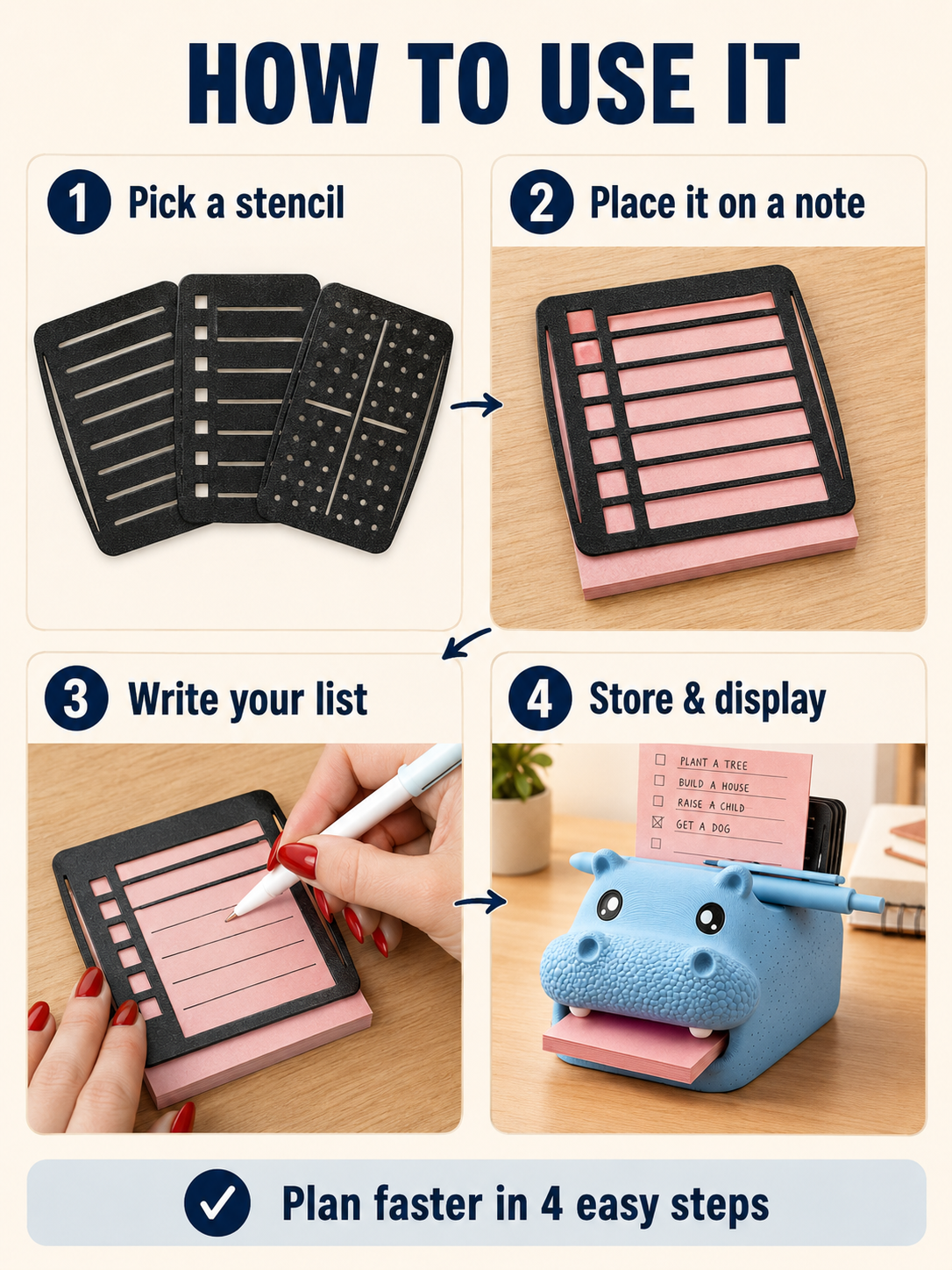 🐮 Desk Decor Deal ✨ Cute Highland Cow Sticky Note Holder with Pen & Photo Organizer 📝