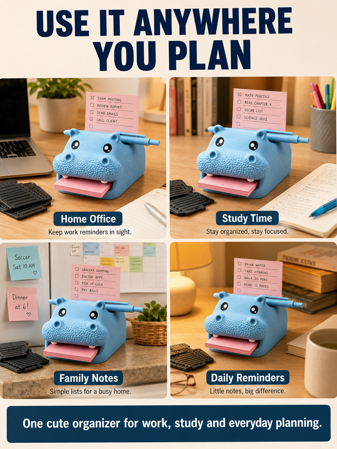 🐮 Desk Decor Deal ✨ Cute Highland Cow Sticky Note Holder with Pen & Photo Organizer 📝