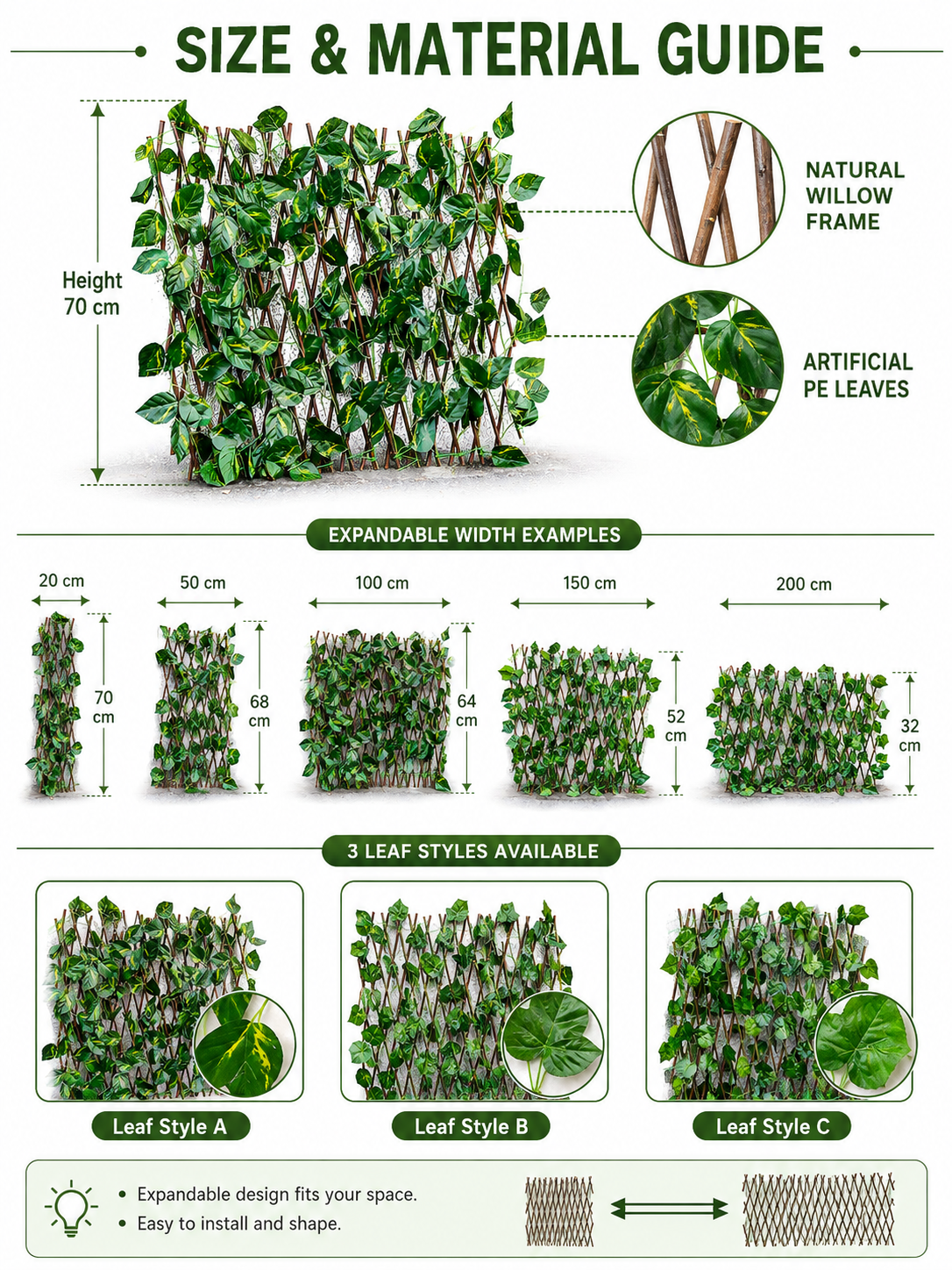 🌿Garden Trend🔥Artificial ivy retractable fence privacy screen