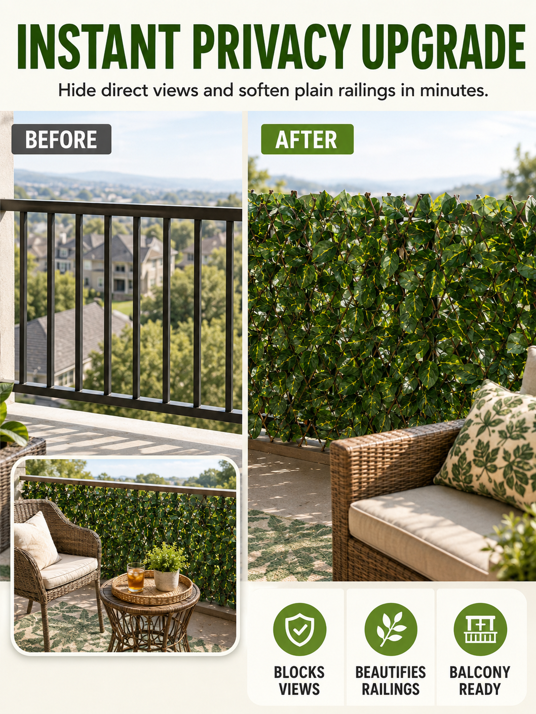 🌿Garden Trend🔥Artificial ivy retractable fence privacy screen
