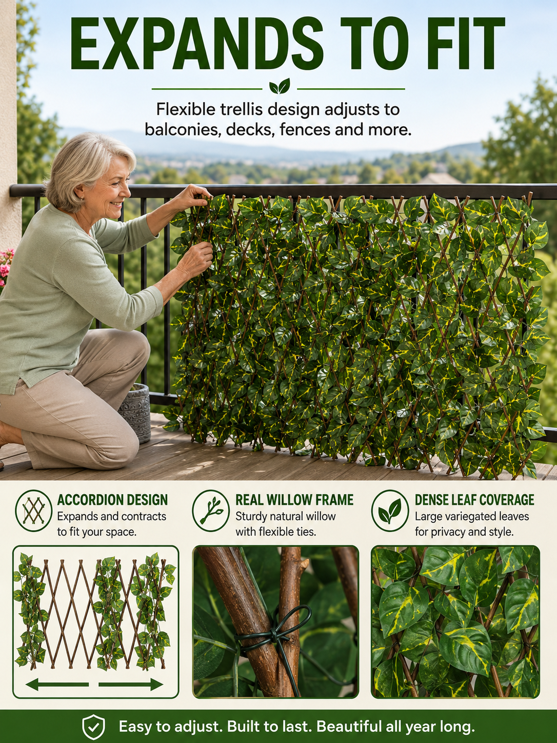 🌿Garden Trend🔥Artificial ivy retractable fence privacy screen