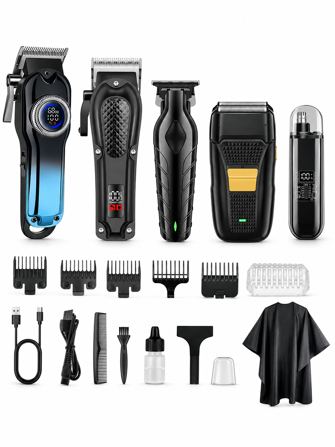 ✂️ Grooming Deal ✨ 5-Piece Cordless Hair Clipper Set with Precision Trimmer & Storage Case