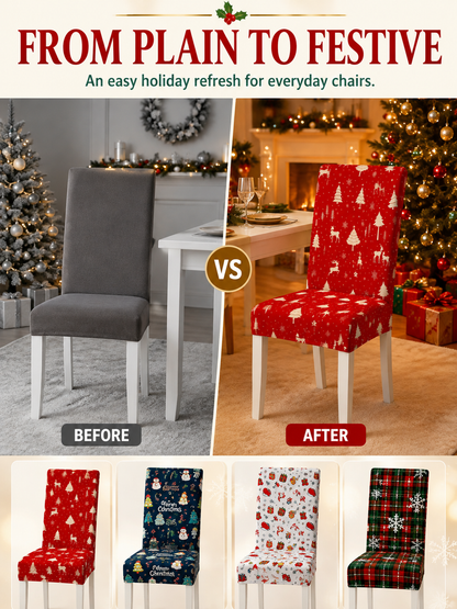 🔥Holiday Home Deal 🎄  Cartoon Printed Chair Covers for Living Room, Bedroom & Dining Room Decor