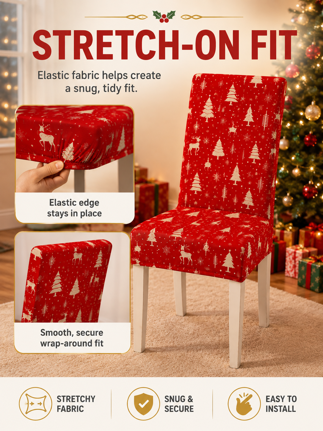 🔥Holiday Home Deal 🎄  Cartoon Printed Chair Covers for Living Room, Bedroom & Dining Room Decor