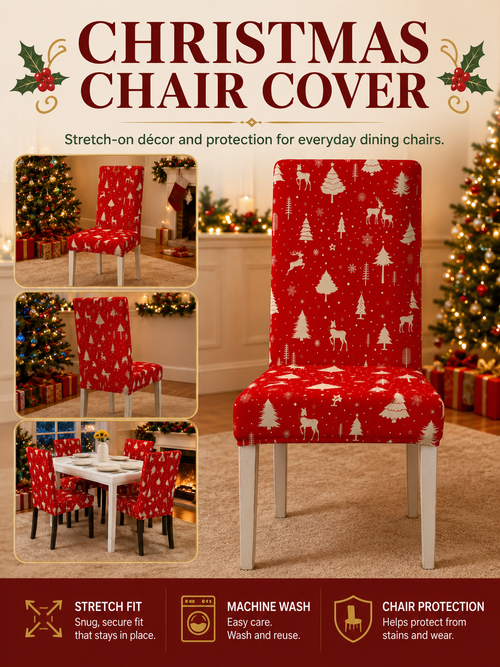 🔥Holiday Home Deal 🎄  Cartoon Printed Chair Covers for Living Room, Bedroom & Dining Room Decor