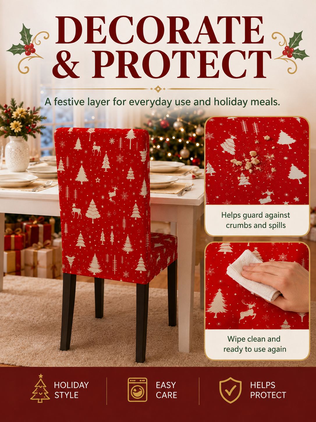 🔥Holiday Home Deal 🎄  Cartoon Printed Chair Covers for Living Room, Bedroom & Dining Room Decor