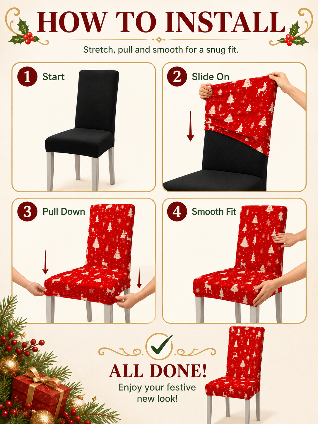 🔥Holiday Home Deal 🎄  Cartoon Printed Chair Covers for Living Room, Bedroom & Dining Room Decor