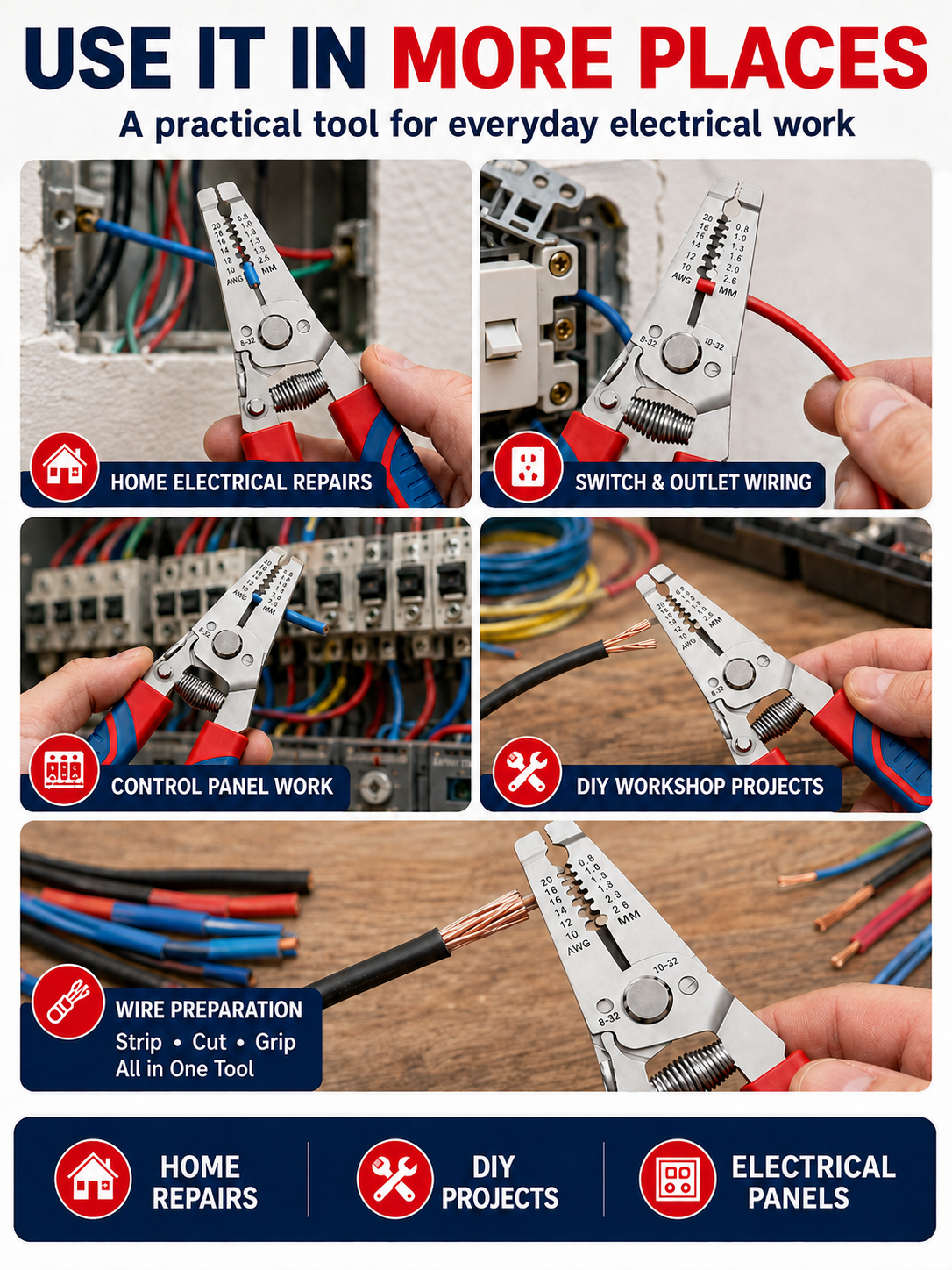🔧 Tool Upgrade ⚡ Heavy-Duty Wire Stripper with Self-Opening Design & Shear Cutter for Electrical Work 🛠️