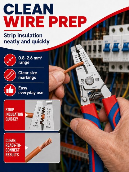 🔧 Tool Upgrade ⚡ Heavy-Duty Wire Stripper with Self-Opening Design & Shear Cutter for Electrical Work 🛠️