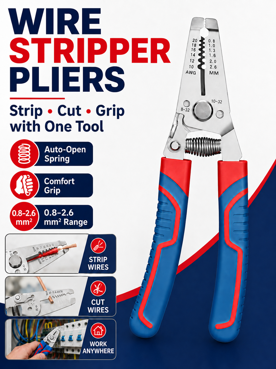 🔧 Tool Upgrade ⚡ Heavy-Duty Wire Stripper with Self-Opening Design & Shear Cutter for Electrical Work 🛠️
