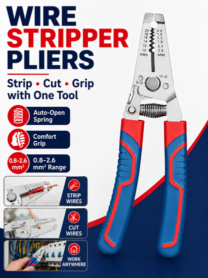 🔧 Tool Upgrade ⚡ Heavy-Duty Wire Stripper with Self-Opening Design & Shear Cutter for Electrical Work 🛠️