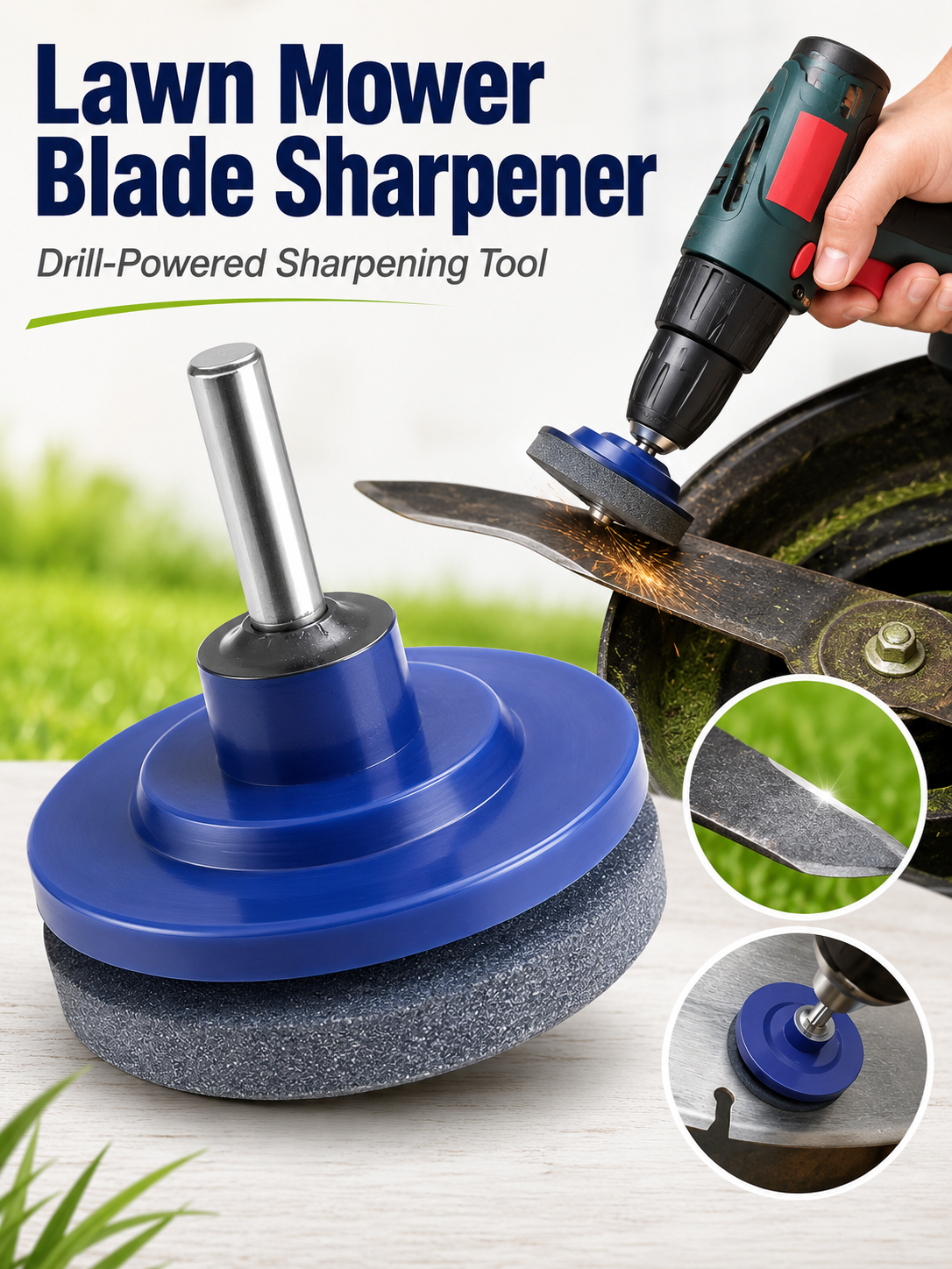⚡Garden Tool Deal 🛠️Universal Lawn Mower Blade Sharpener Attachment for Fast & Easy Drill Grinding