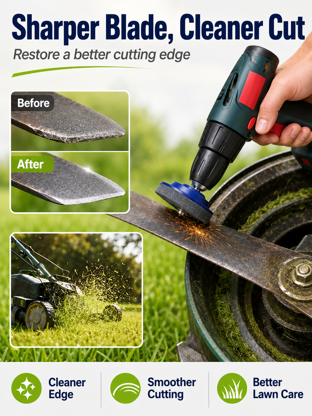 ⚡Garden Tool Deal 🛠️Universal Lawn Mower Blade Sharpener Attachment for Fast & Easy Drill Grinding