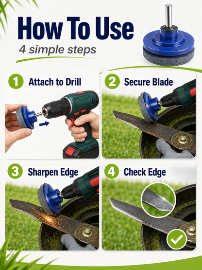 ⚡Garden Tool Deal 🛠️Universal Lawn Mower Blade Sharpener Attachment for Fast & Easy Drill Grinding