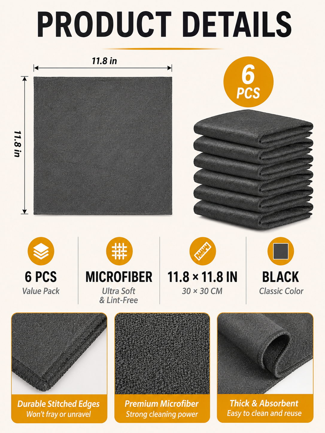 🔥 Cleaning Deal 🧽 6-Pack Thickened Microfiber Magic Cleaning Cloths for Effortless Everyday Cleaning