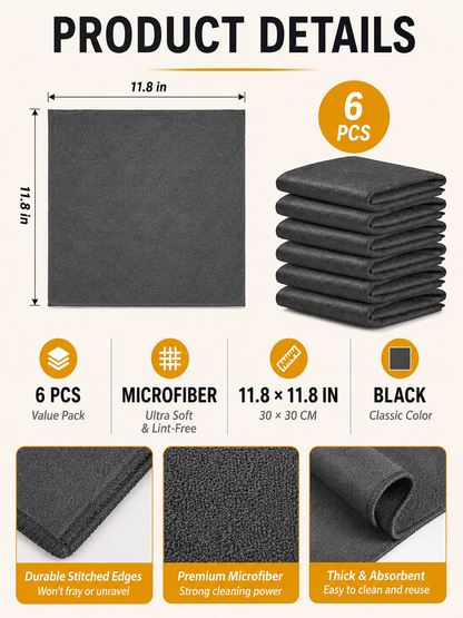 🔥 Cleaning Deal 🧽 6-Pack Thickened Microfiber Magic Cleaning Cloths for Effortless Everyday Cleaning