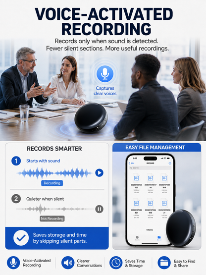 🎙️ Smart Tech Pick ✨ One-Touch Magnetic Voice Recorder with HD Noise Reduction, Long Battery & Large Storage