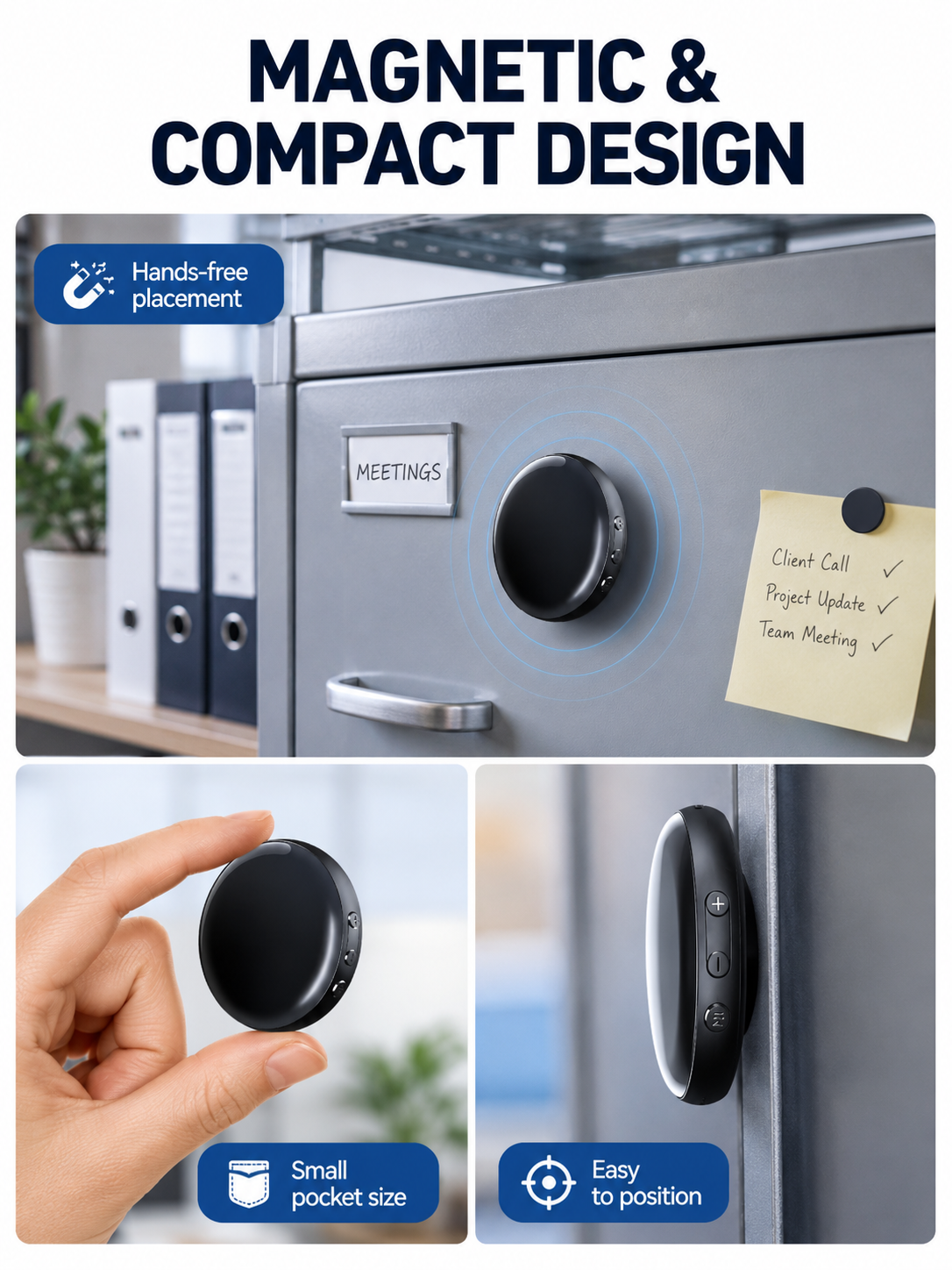 🎙️ Smart Tech Pick ✨ One-Touch Magnetic Voice Recorder with HD Noise Reduction, Long Battery & Large Storage