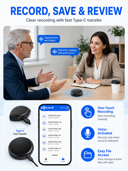 🎙️ Smart Tech Pick ✨ One-Touch Magnetic Voice Recorder with HD Noise Reduction, Long Battery & Large Storage