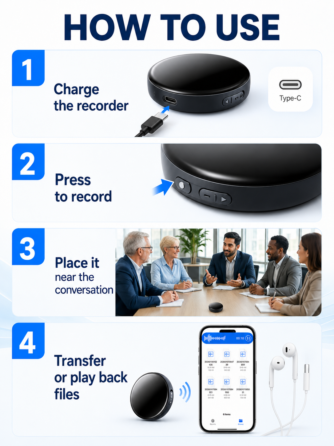 🎙️ Smart Tech Pick ✨ One-Touch Magnetic Voice Recorder with HD Noise Reduction, Long Battery & Large Storage