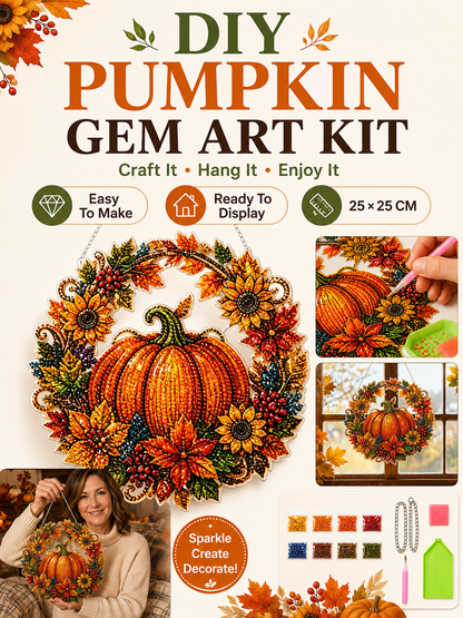 🎃 Halloween Craft Deal ✨ Pumpkin Wreath Gem Art Kit for Sparkling Wall Decor