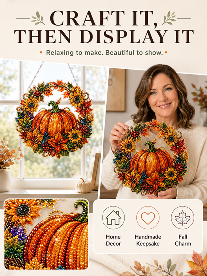 🎃 Halloween Craft Deal ✨ Pumpkin Wreath Gem Art Kit for Sparkling Wall Decor