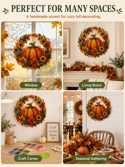🎃 Halloween Craft Deal ✨ Pumpkin Wreath Gem Art Kit for Sparkling Wall Decor