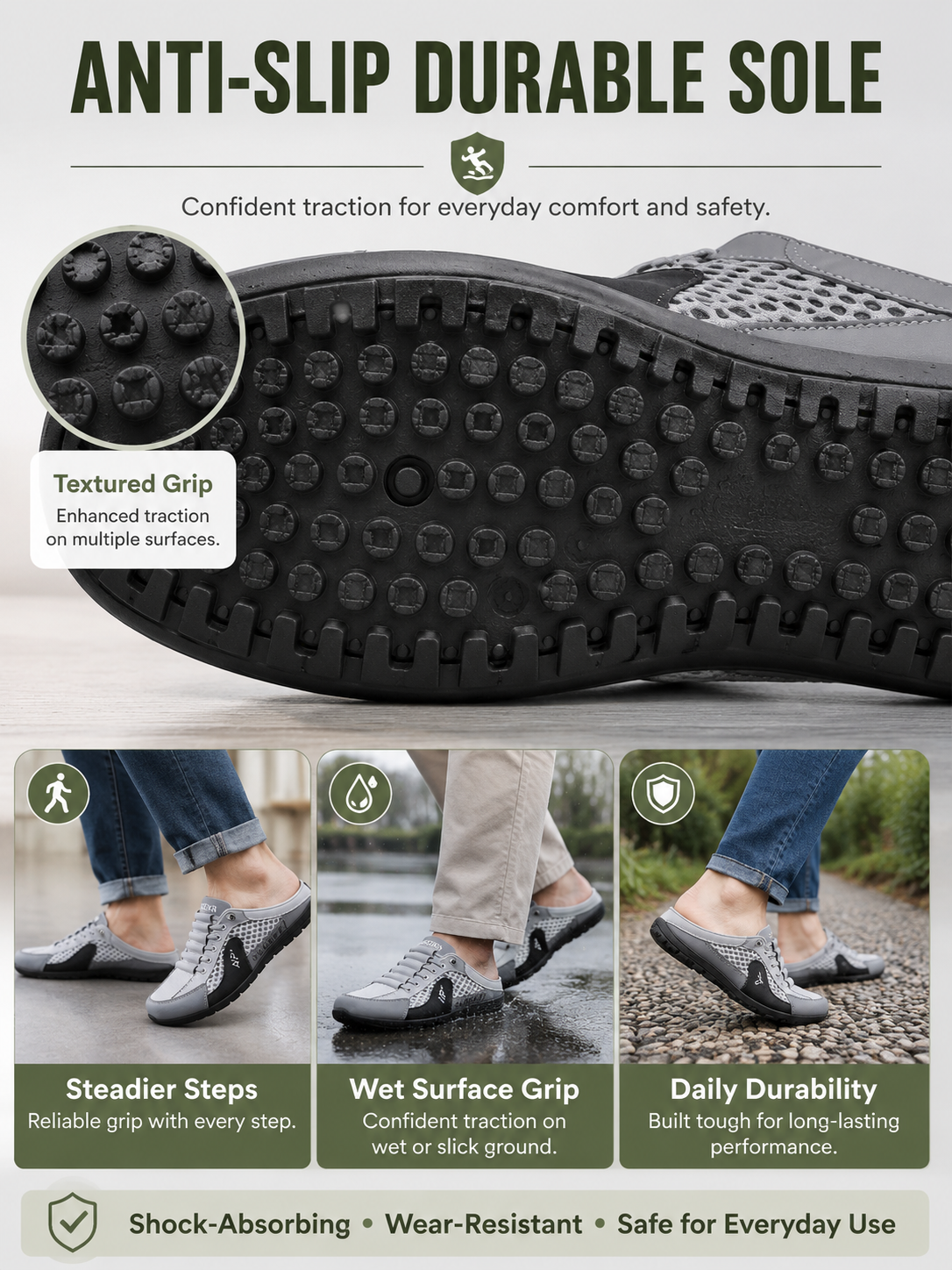 👟 Comfort Deal ✨ Men's Slip-On Mule Sneakers with Breathable Knit Mesh & Anti-Slip Sole