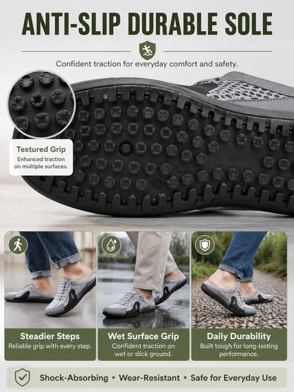 👟 Comfort Deal ✨ Men's Slip-On Mule Sneakers with Breathable Knit Mesh & Anti-Slip Sole