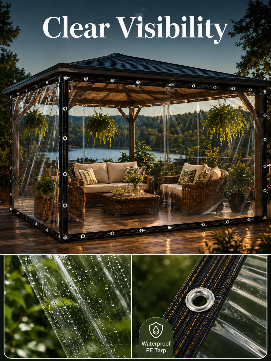 🌧️ Outdoor Essential ✨ 10×13FT Waterproof PE Rain Cover with Metal Grommets for Patio, Balcony & Garden